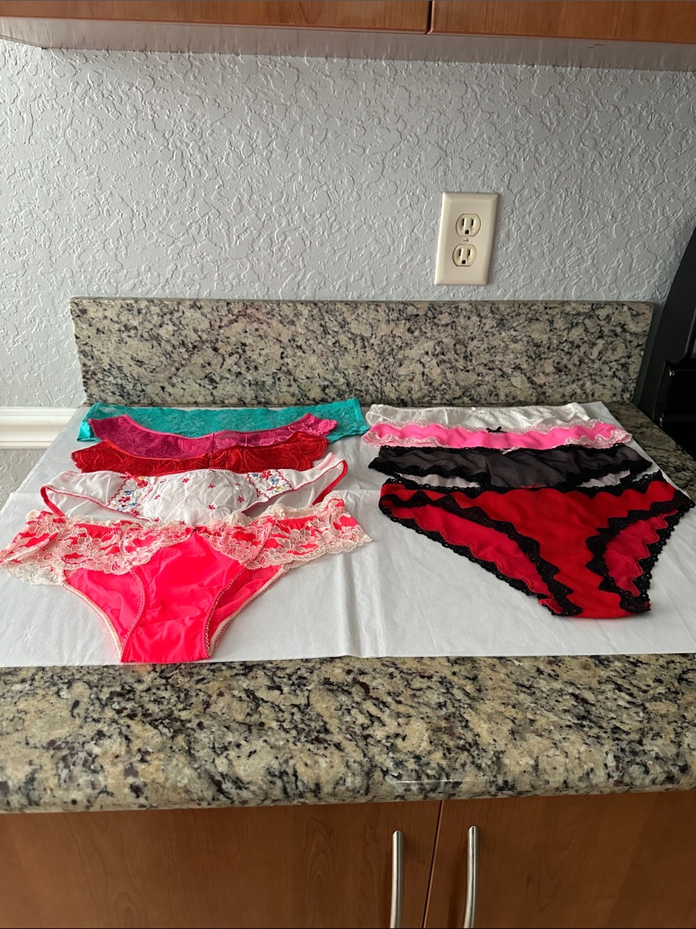 Women’s Lace Trim Bikini Panty Pack - Pink, Red, Black, Teal